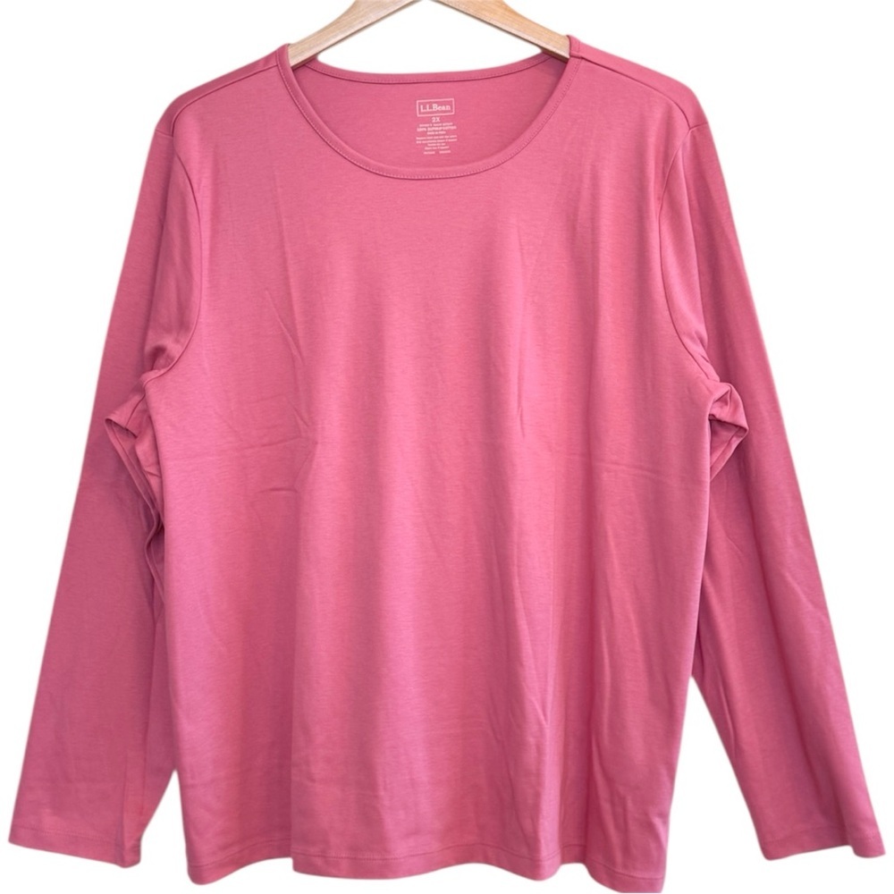 🌈 6/$60 LL Bean Long Sleeve Pink 50 100% Pima Cotton Size 2X